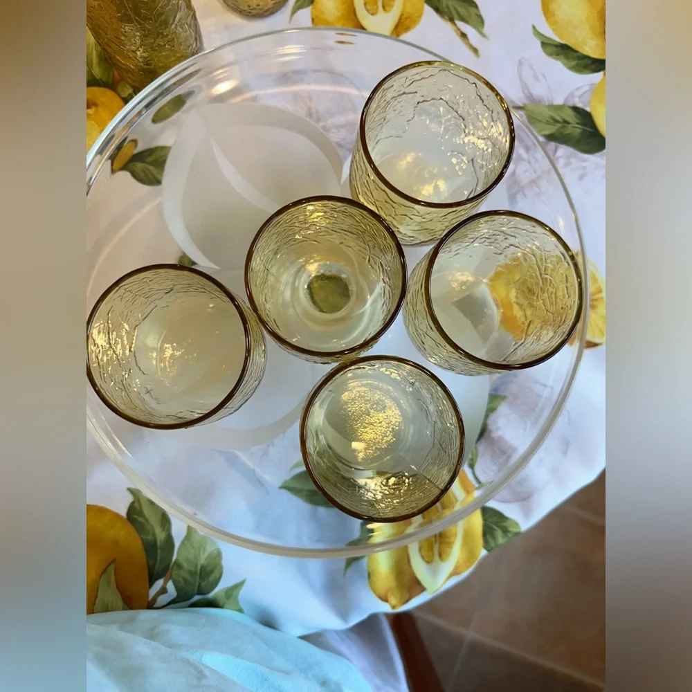 Vintage Sherwood Spicy Anchor Hocking 3 inch juice glasses excellent condition